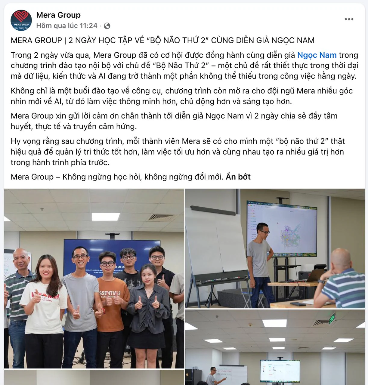Bài đăng feedback học viên sau khóa Coach Mera cùng Đỗ Ngọc Nam